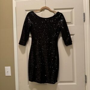 Black Sequin Mini Dress